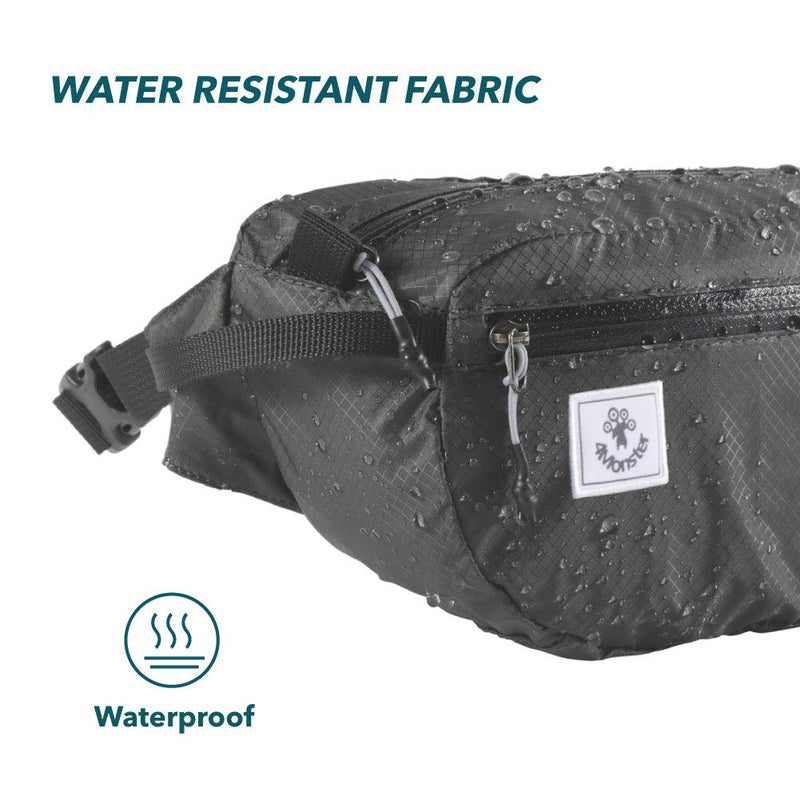 4Monster Hiking Waist Packs Portable,Water Resistant Fanny Pack Bags Lightweight with Adjustable Strap for Outdoor, Workout,Running,Hiking,Traveling,Biking,Camping and Fishing (Grey, 2L) - Image 4